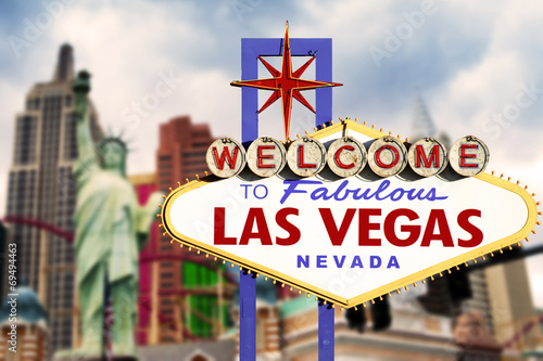 Welcome to Las Vegas neon sign © somchaij