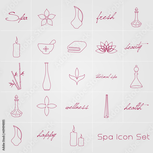 Vector illustration of various spa icons