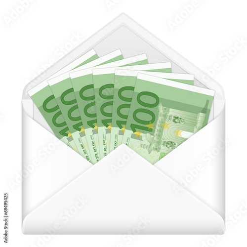 envelope and one hundred euro banknotes