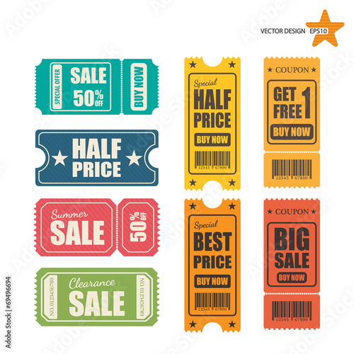 Vector sale tickets.