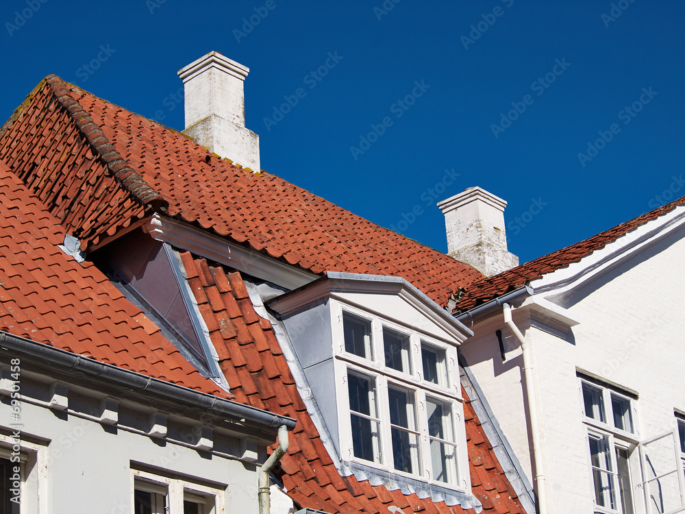 White traditional Danish houses White traditional Danish houses