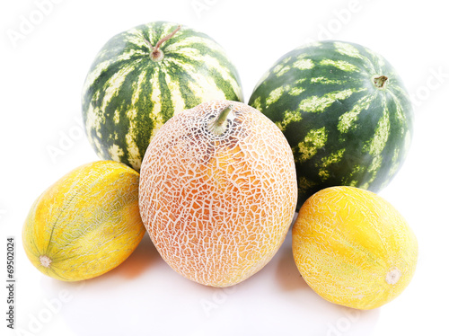 Melons and watermelons isolated on white