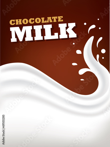 milk splash on chocolate background
