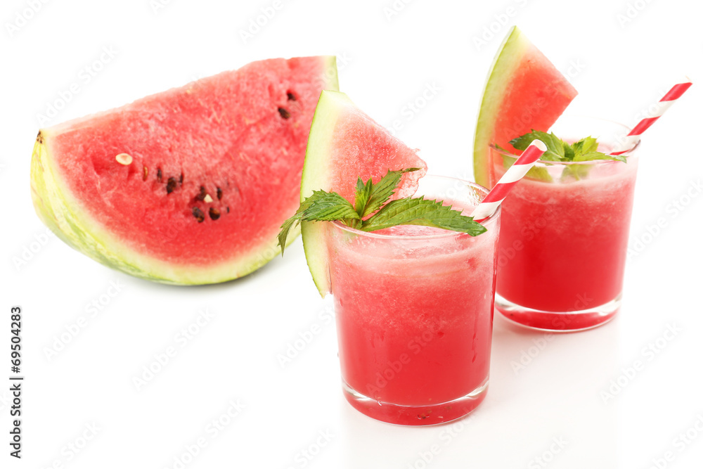 Watermelon cocktail isolated on white Watermelon cocktail isolated on white