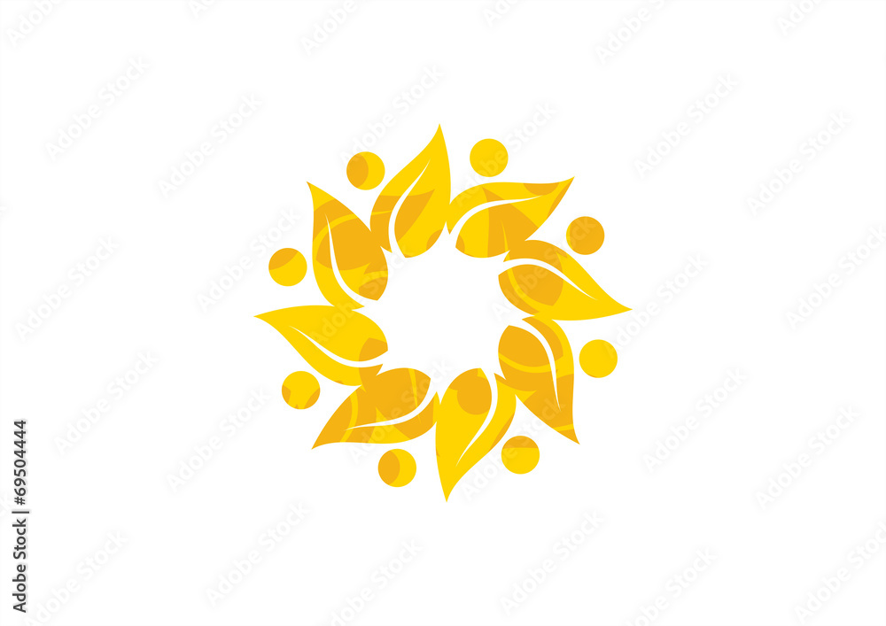 Fresh sun leaves vector border yellow