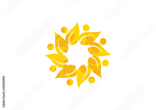 Fresh sun leaves vector border yellow
