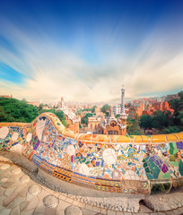 Wandcirkels Barcelona Mozaïek terras Park Güell Barcelona  © boule1301