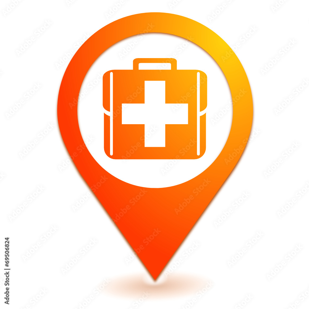 trousse de secours sur symbole localisation orange trousse de secours sur symbole localisation orange