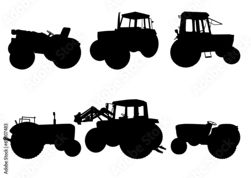 Set of tractor silhouettes