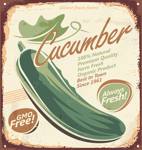 Vintage poster design with cucumber