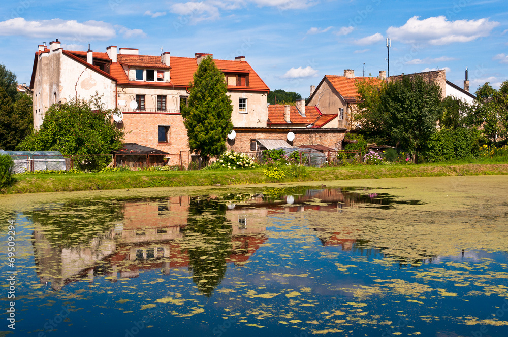 Old Lithuanian Houses in Front of the Lake in Vilnius