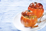 baked pumpkin stuffed with beef and vegetables