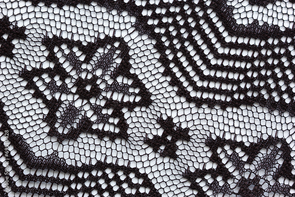 Black Flowers and leaves lace texture material macro shot