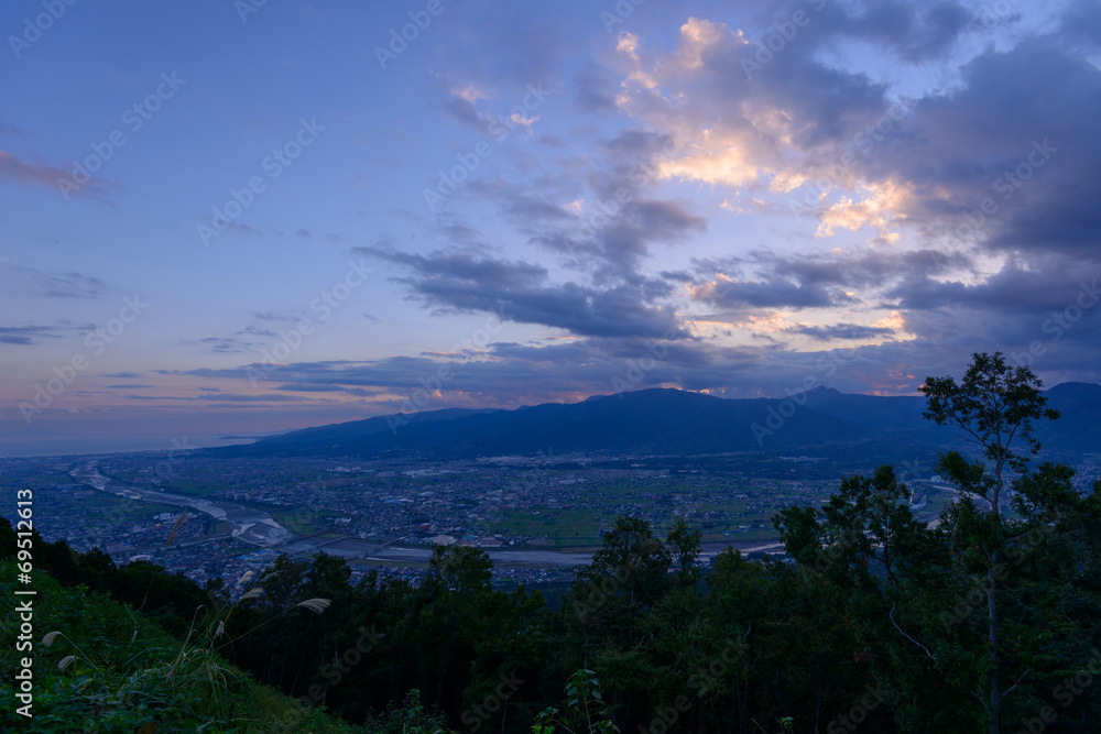 Landscape in the twilight at Seisho region, Kanagawa, Japan