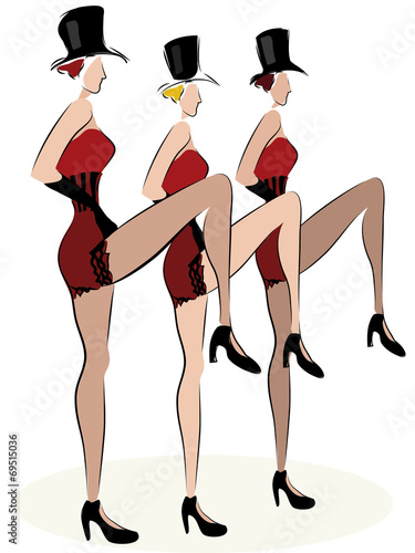 Cabaret girls dancing Can Can. Moulin Rouge