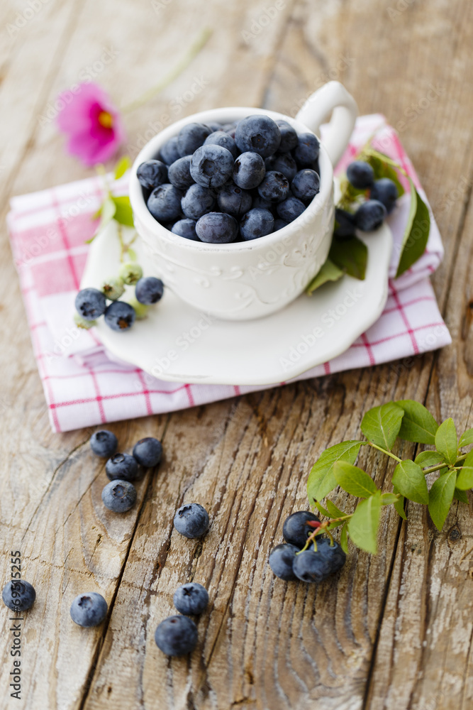 Summer fruits - fresh blueberries from garden