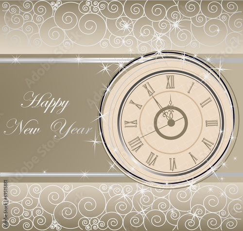 Happy New Year background with clock