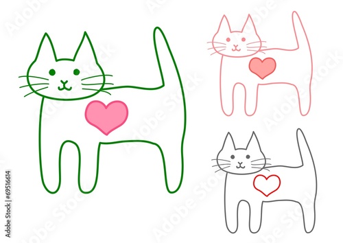 猫、ハート