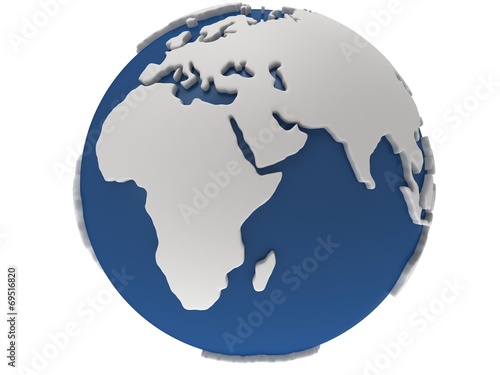 Earth planet globe. 3D render. Africa view.
