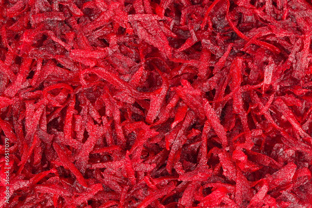 Close up of grated beets.