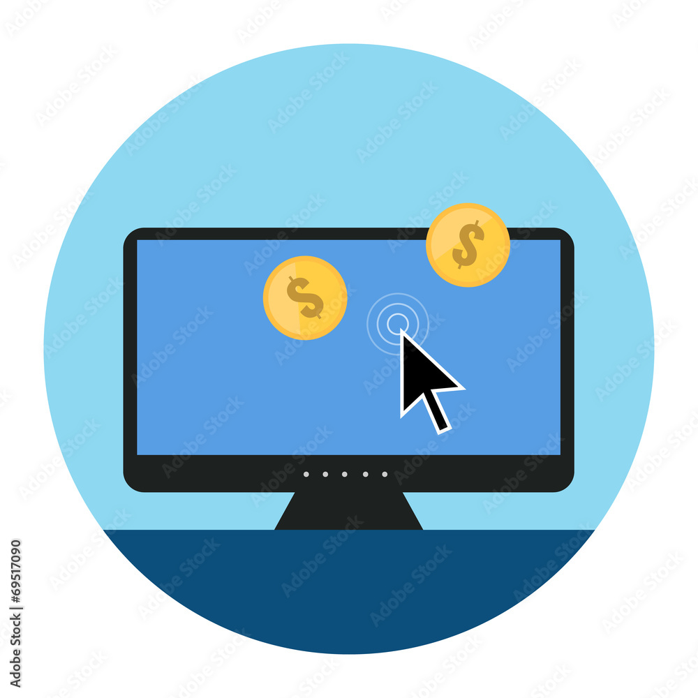 Pay Per Click Icon. Flat style illustration. Pay Per Click Icon. Flat style illustration.