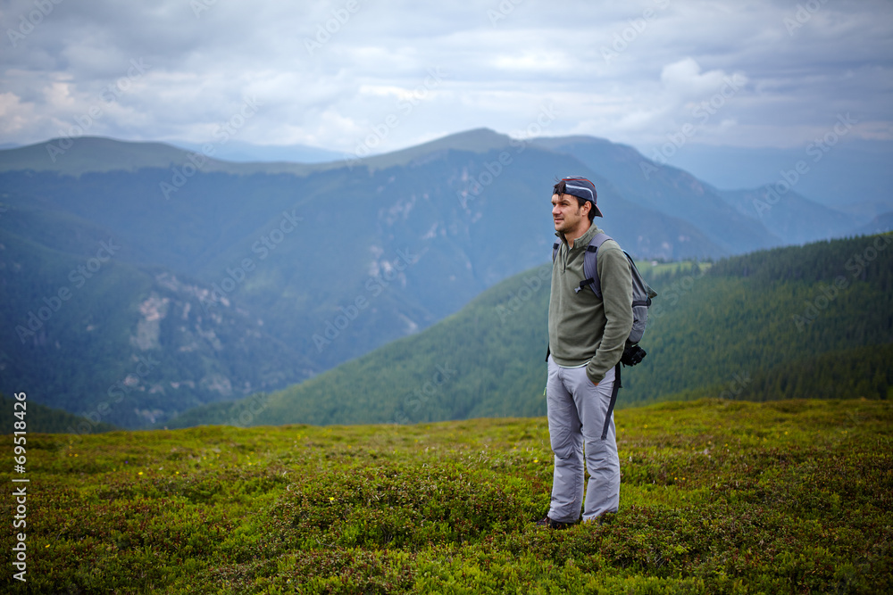 Naklejka premium Caucasian hiker