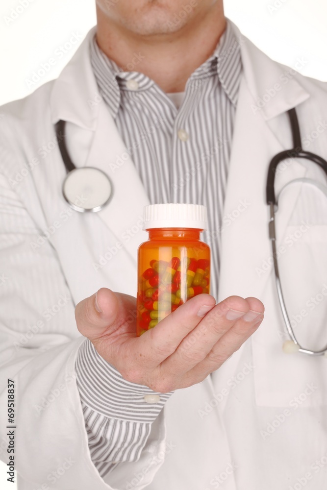 Doctor With Medication in Prescription Bottles Doctor With Medication in Prescription Bottles