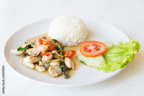 Rice and stir fried mushroom