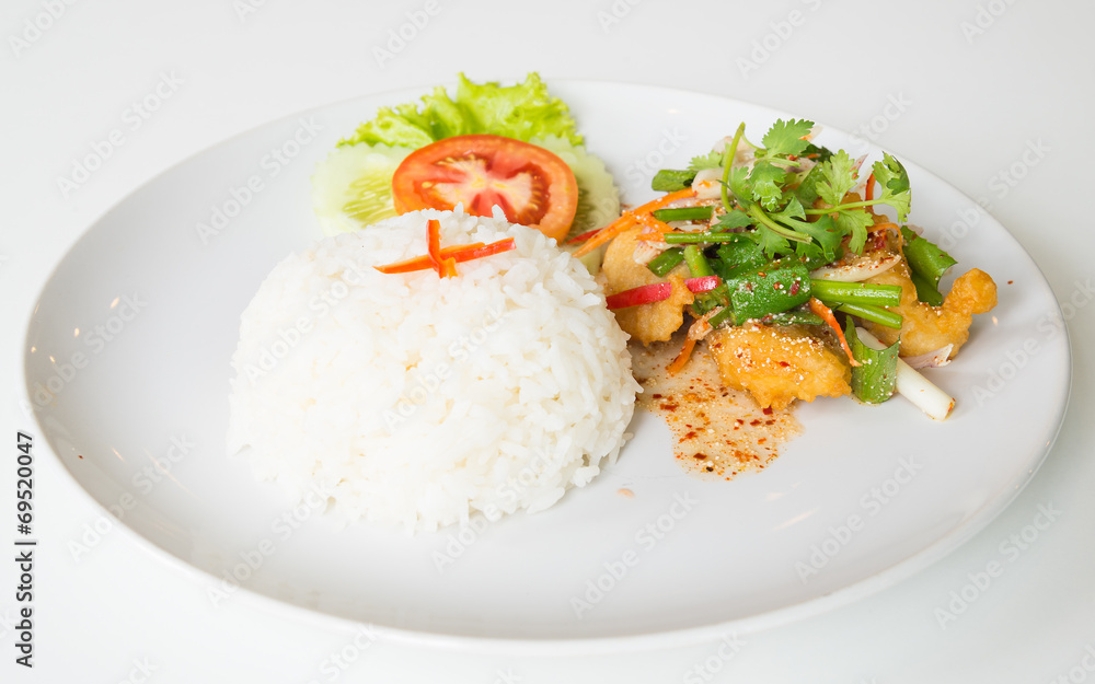 Hot and sour fried fish salad. Hot and sour fried fish salad.