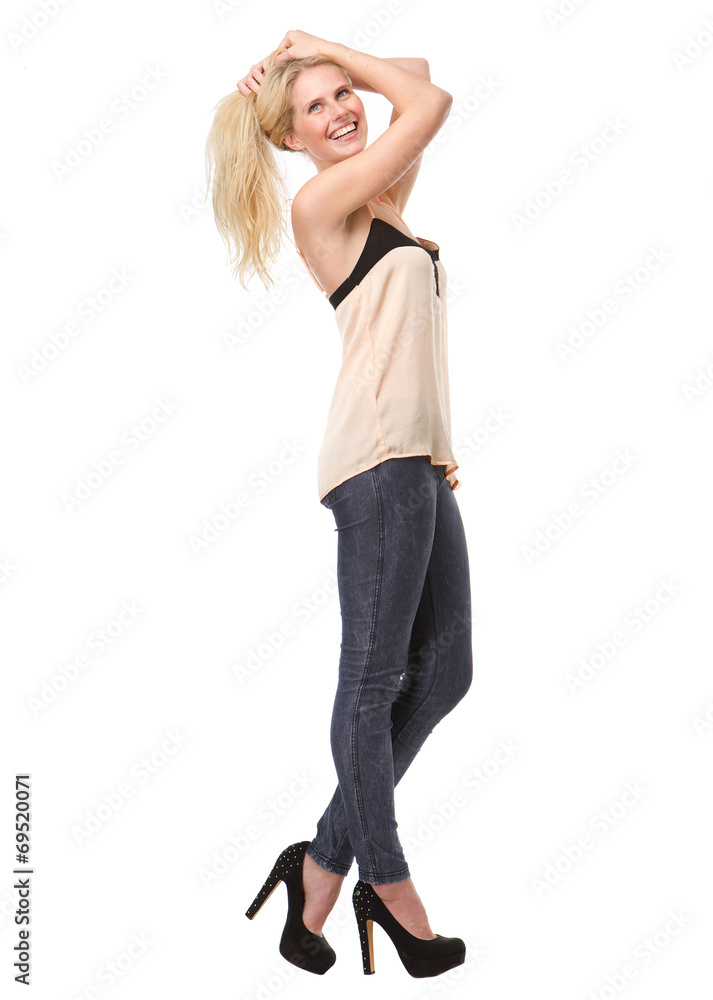 Cheerful young lady smiling Cheerful young lady smiling