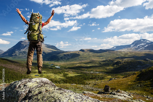 Hiker in the wilderness of Sweden