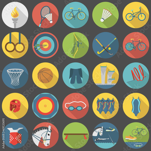 Summer olympic sports flat icon set part 2