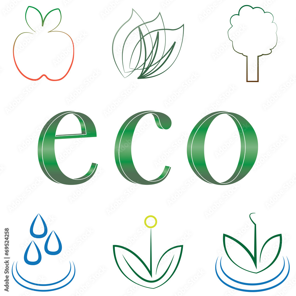 small set of environmental icons small set of environmental icons