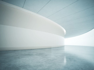 bright open plan interior with wide luminous screen
