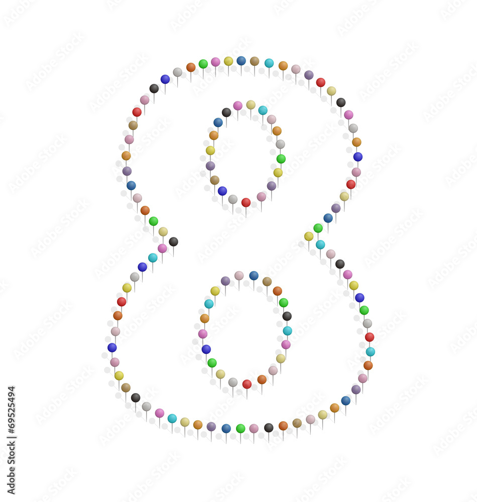 Fototapeta premium number eight with pushpin