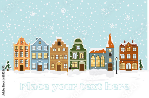 Winter Cityscape Vector Illustration with space for text © eyewave