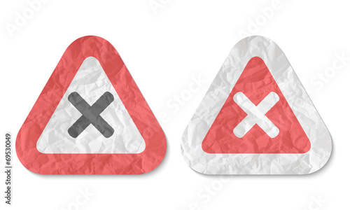 triangles with a texture of crumpled paper and multiplication sy