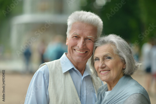 Cute happy senior couple outdoors