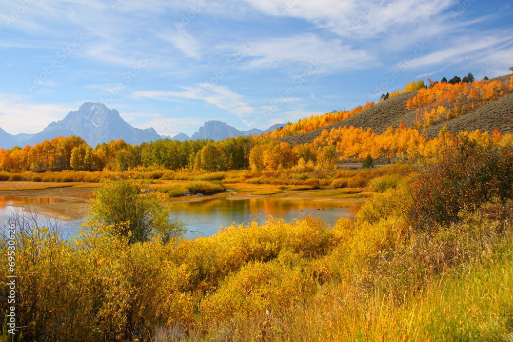 Grand Tetons national park in autumn time