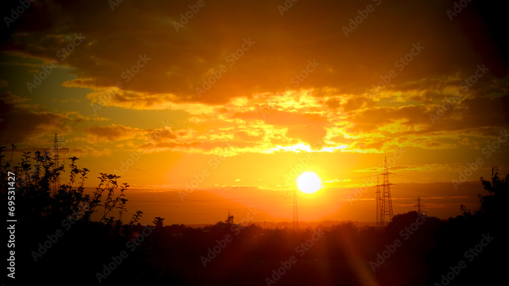 custom made wallpaper toronto digitalStrommasten bei Sonnenuntergang