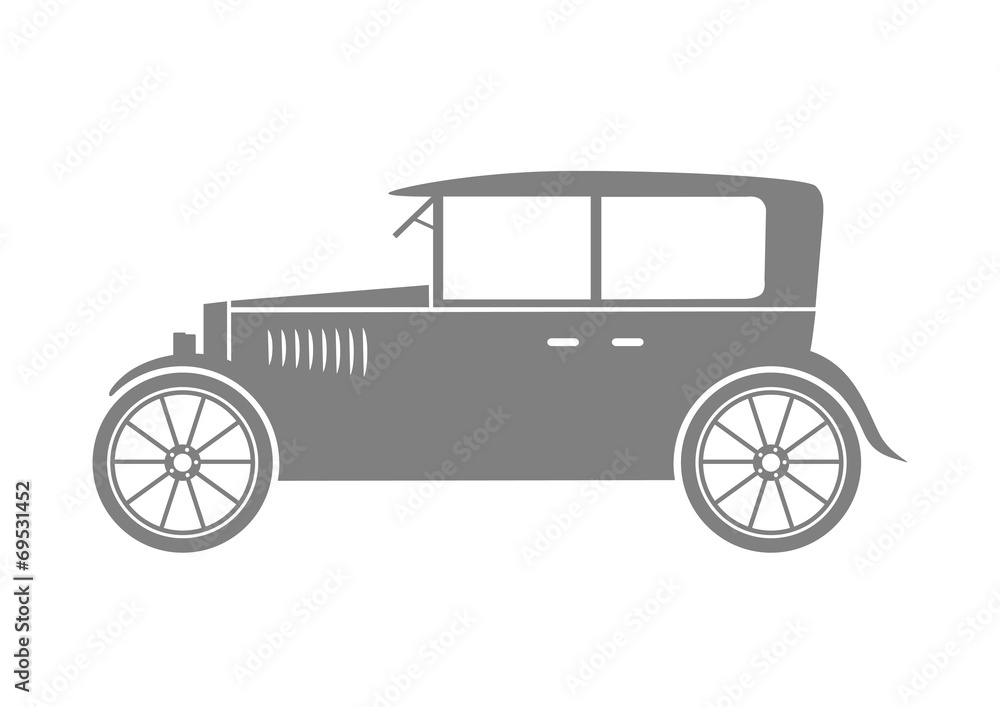 Grey car icon on white background