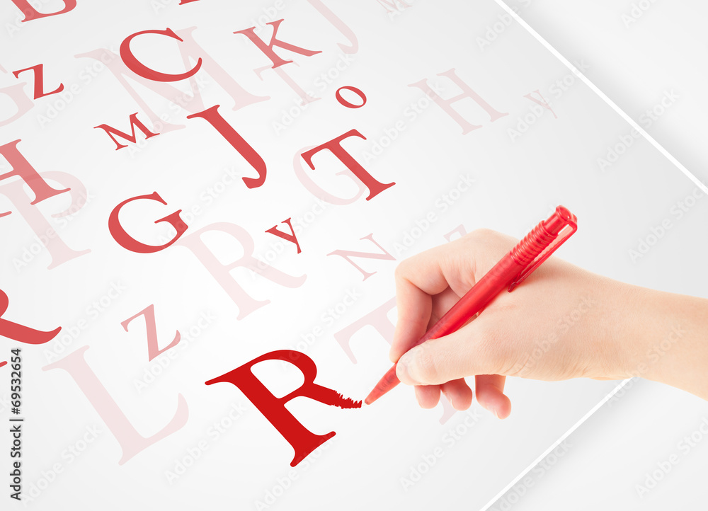 Hand writing various letters on white plain paper Hand writing various letters on white plain paper