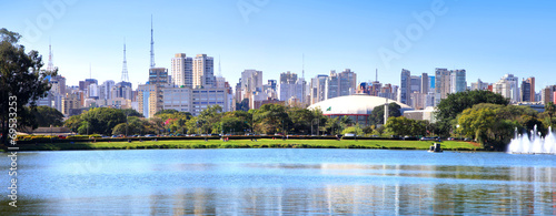 Panoramic view of Sao Paulo city reflections photo