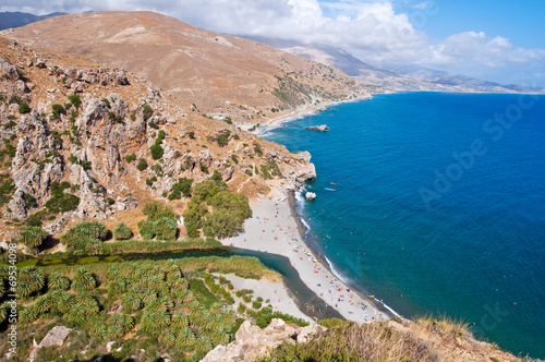 Fototapeta Naklejka Na Ścianę i Meble -  View of Preveli beach and lagoon on Crete, Greece.