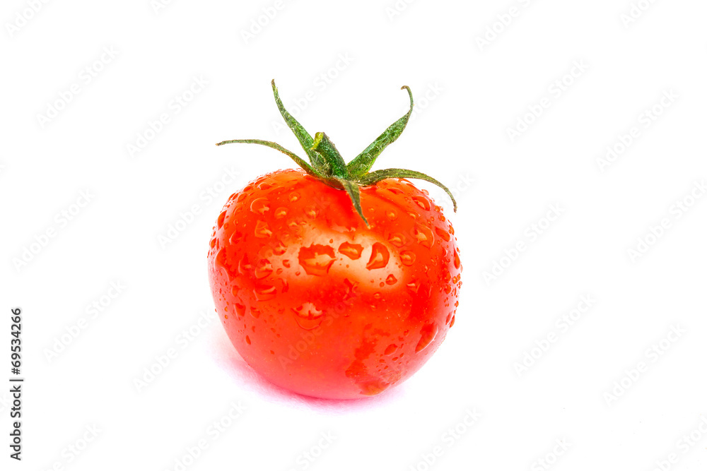 Fresh Tomato with droplet on white background Fresh Tomato with droplet on white background