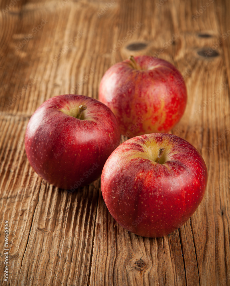 Fresh harvested apples on wood Fresh harvested apples on wood