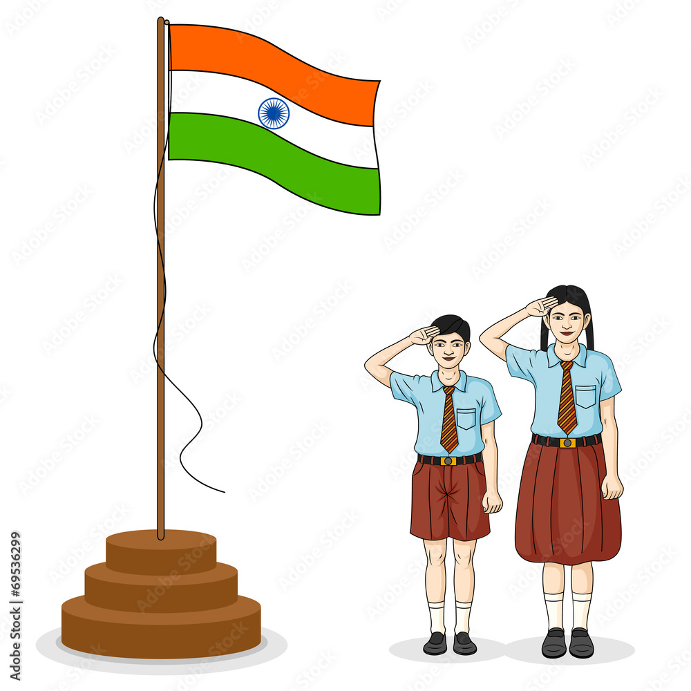 Image of The painting with saluting indian flag-AM250599-Picxy