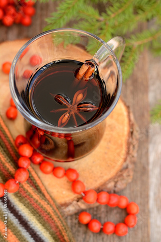 autumn in a glass of mulled wine