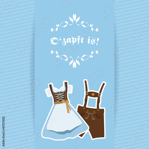 Oktoberfest O'zapft is! - Karte Card Dirndl Lederhosen