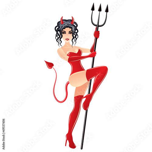 Woman in devil costume vector